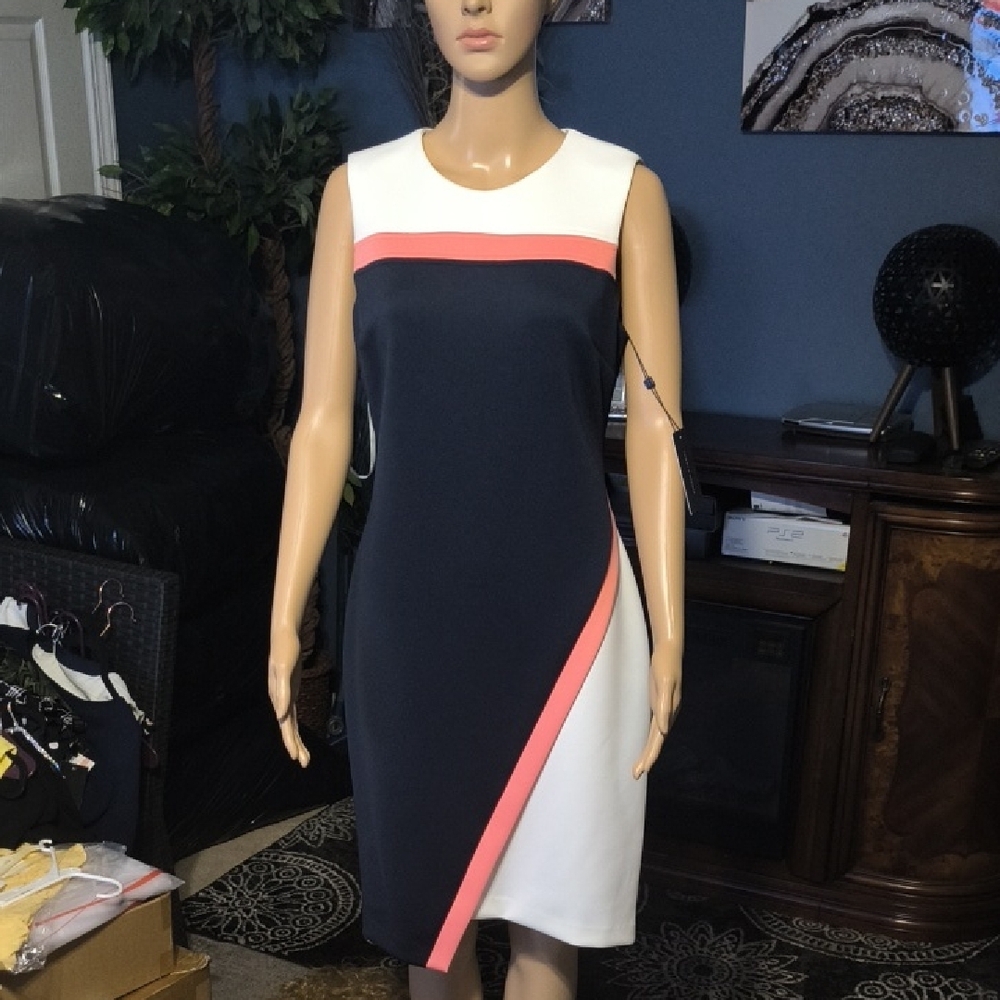 Tommy Hilfiger Blue and White Asymmetrical Dress